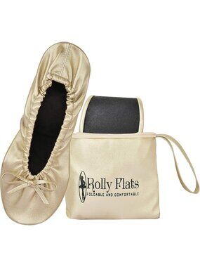 Women's Champagne Gold Fit in Your Purse Round Toe Foldable Ballet Flat Shoes